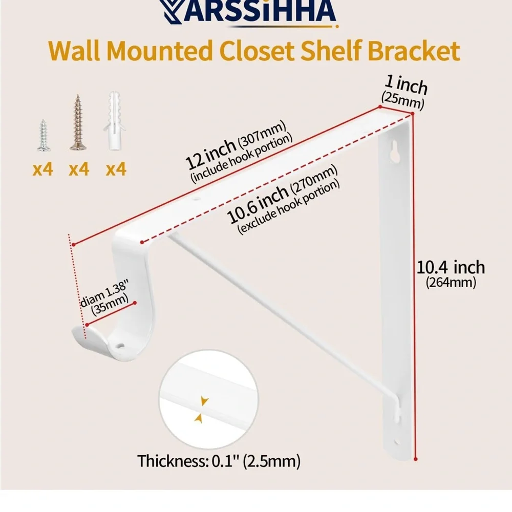 White Metal Wall mounts